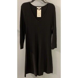 Dana Buchanan NWT Black Ribbed Long Sleeve Sweater Dress Size Large